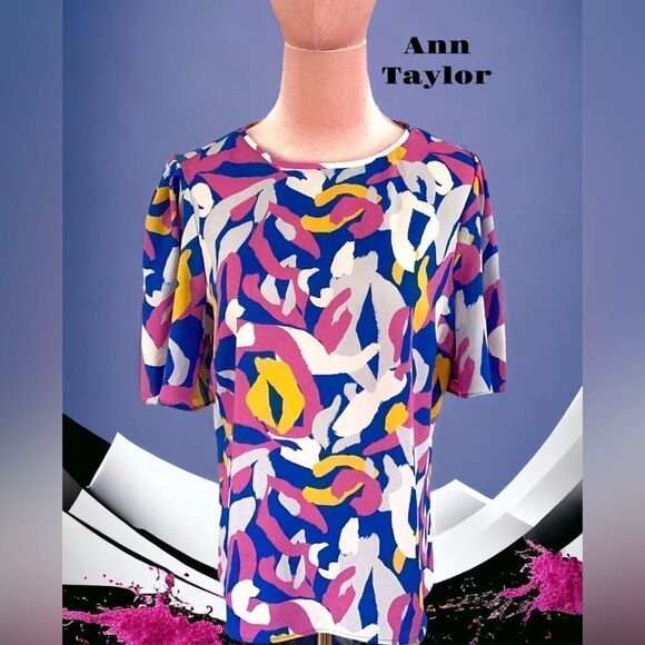 ANN TAYLOR FACTORY BLOUSE TOP MEDIUM FLUTTER SLEEVES - Picture 1 of 8